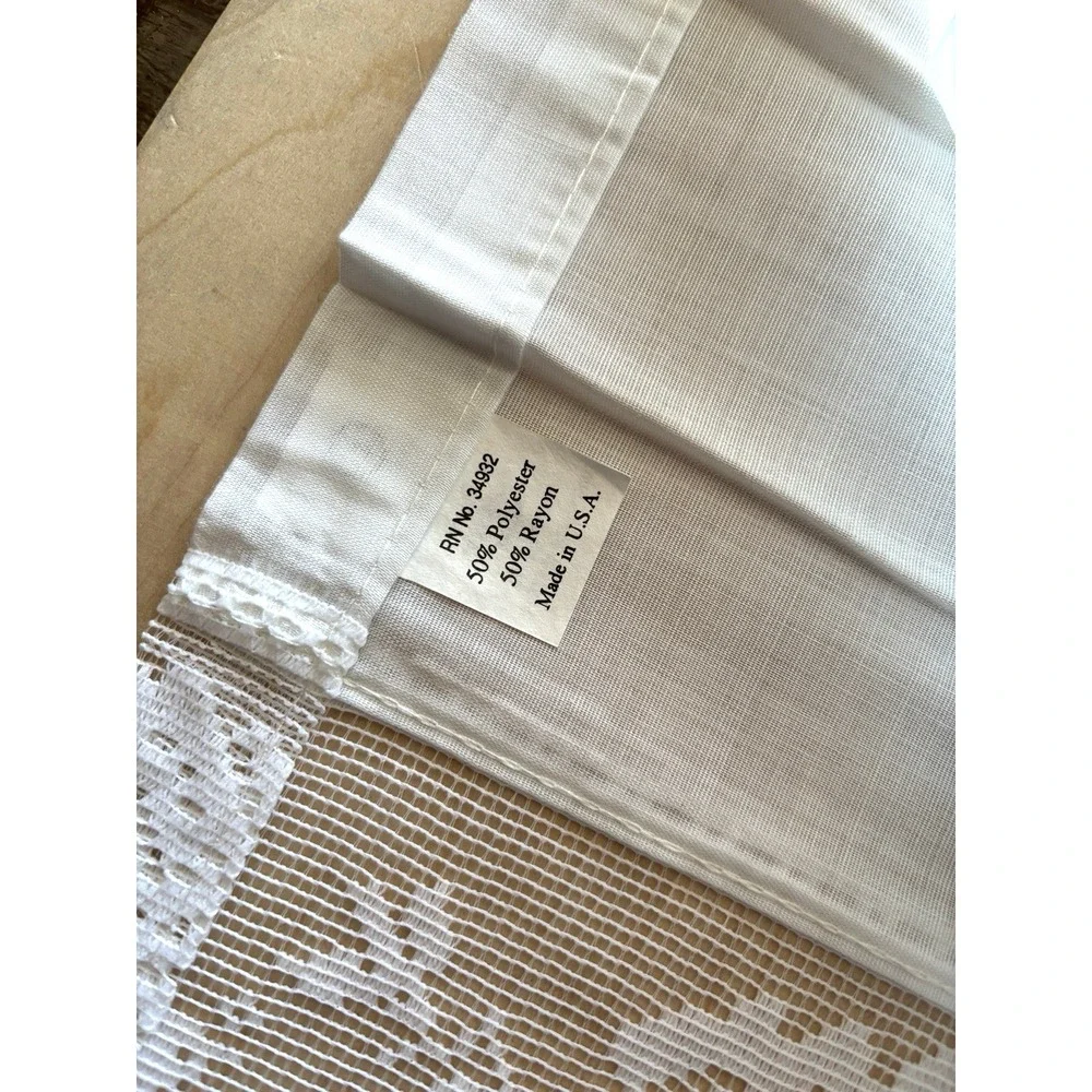 Vintage 1980s Curtain Tier Pair Lace White Blue New 52